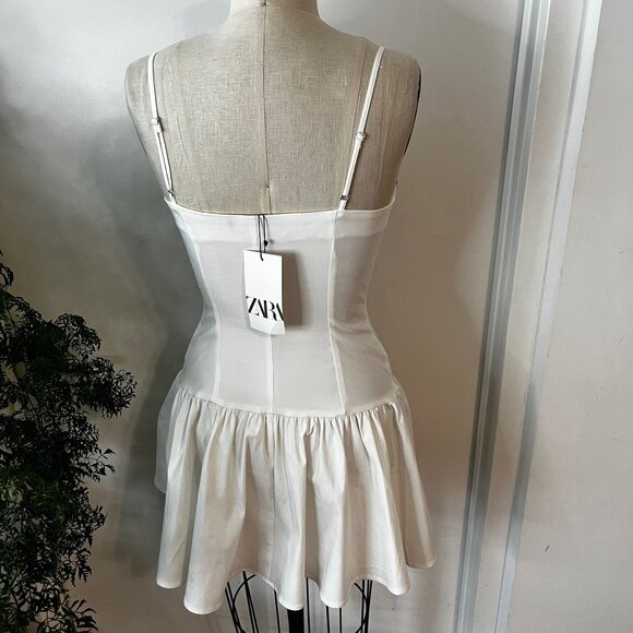 NWT ZARA White Corset Mini Dress Size Medium - Picture 5 of 11